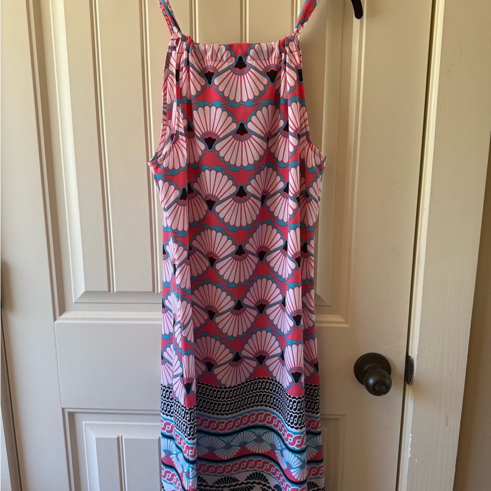 Crown & Ivy Pink and Blue Shell Patterned Women's Dress